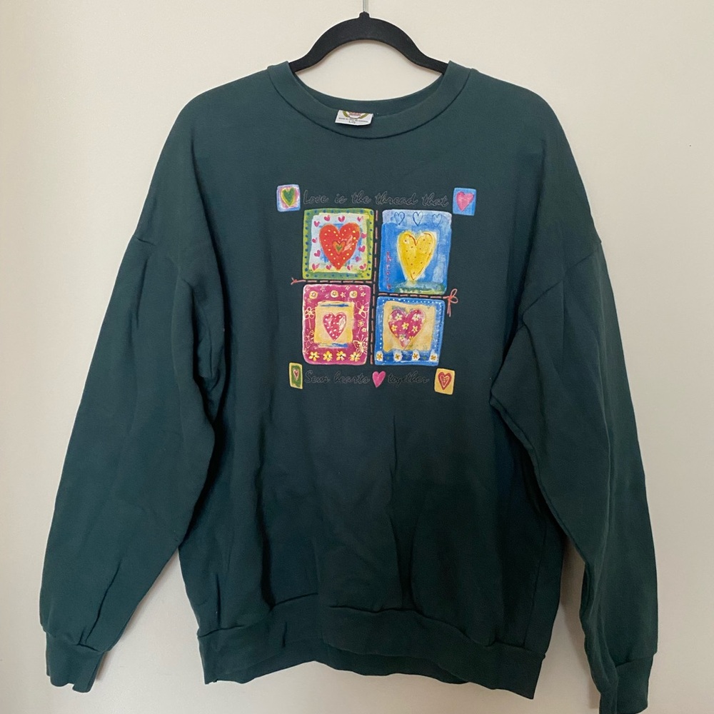 vintage 90s grandma heart sweater